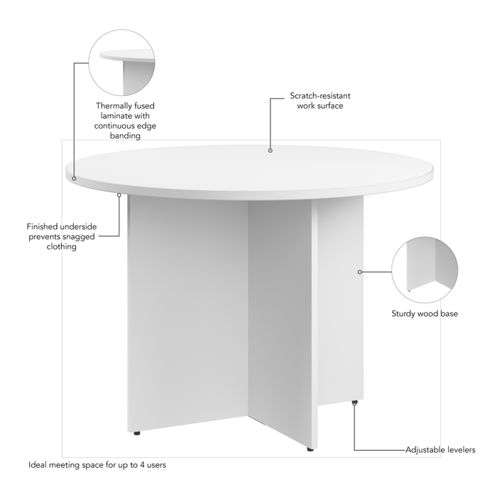42-inch Round Conference Table with Wood Base
