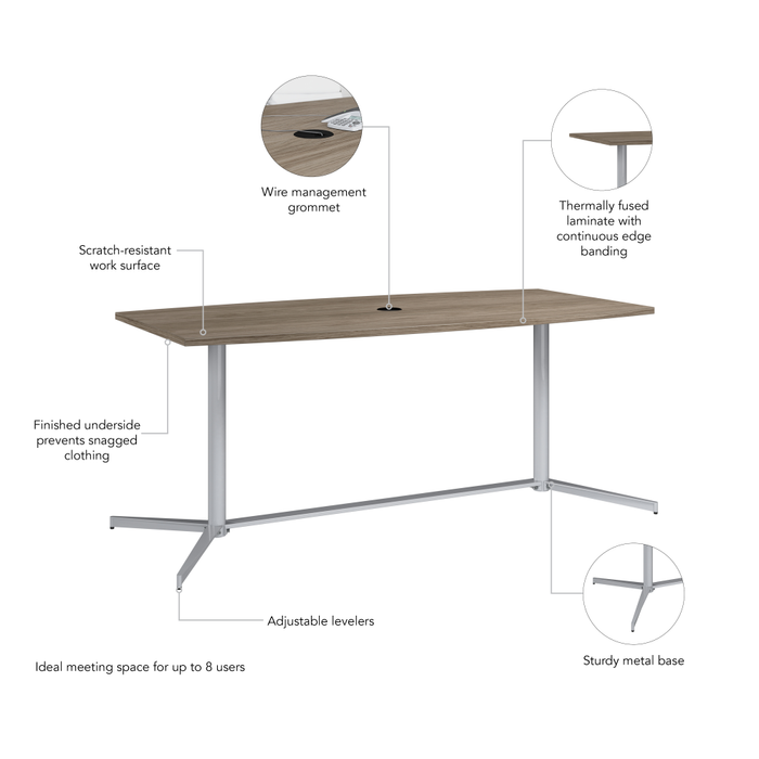 72-inch Office Conference Table with Metal Base