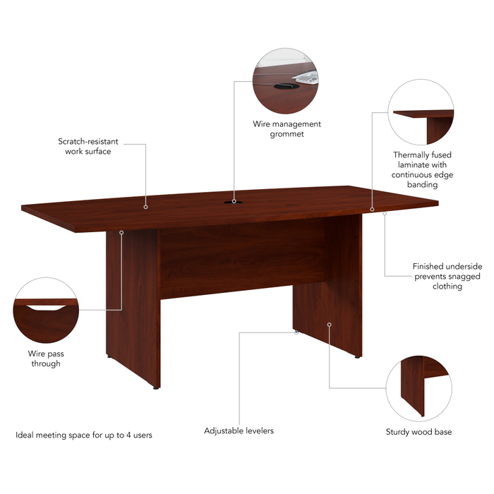 72-inch Office Conference Table with Wood Base