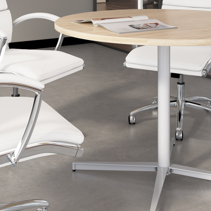 42-inch Round Conference Table with Metal Base
