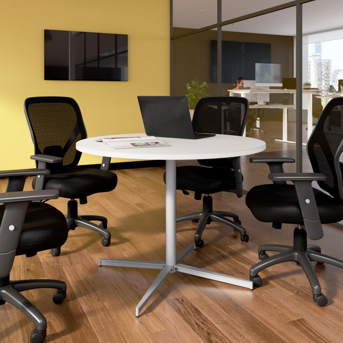 42-inch Round Conference Table with Metal Base