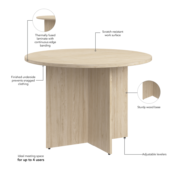 42-inch Round Conference Table with Wood Base