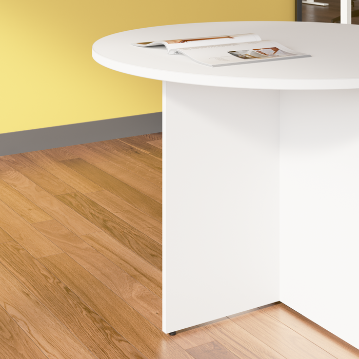 42-inch Round Conference Table with Wood Base