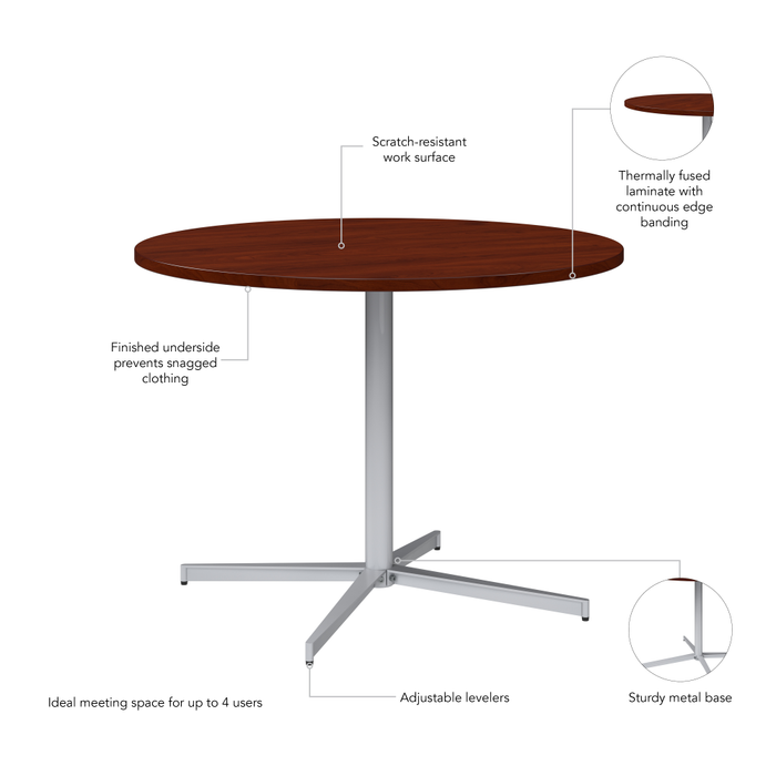 42-inch Round Conference Table with Metal Base