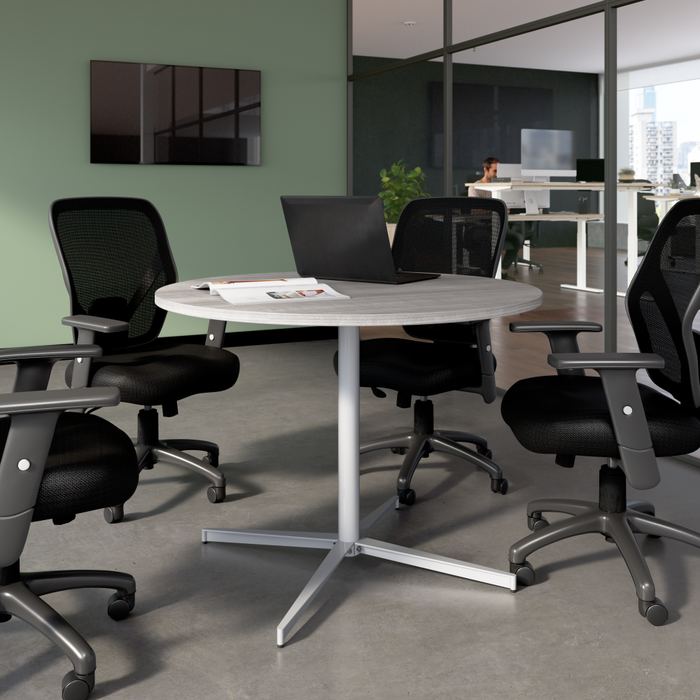 42-inch Round Conference Table with Metal Base