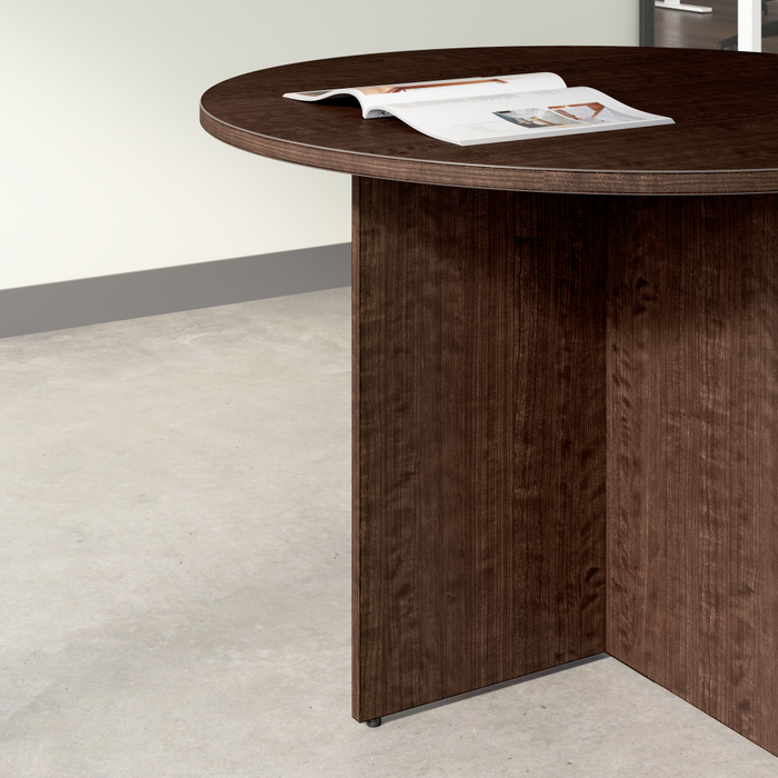 42-inch Round Conference Table with Wood Base