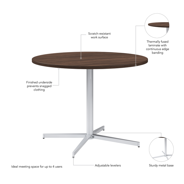 42-inch Round Conference Table with Metal Base