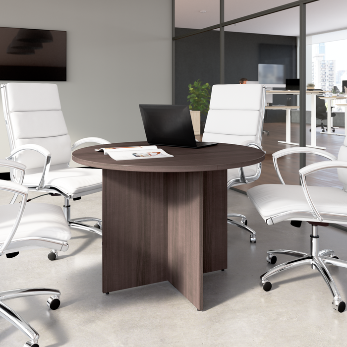 42-inch Round Conference Table with Wood Base