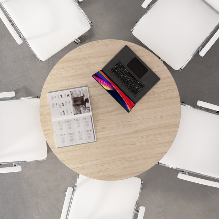 42-inch Round Conference Table with Metal Base