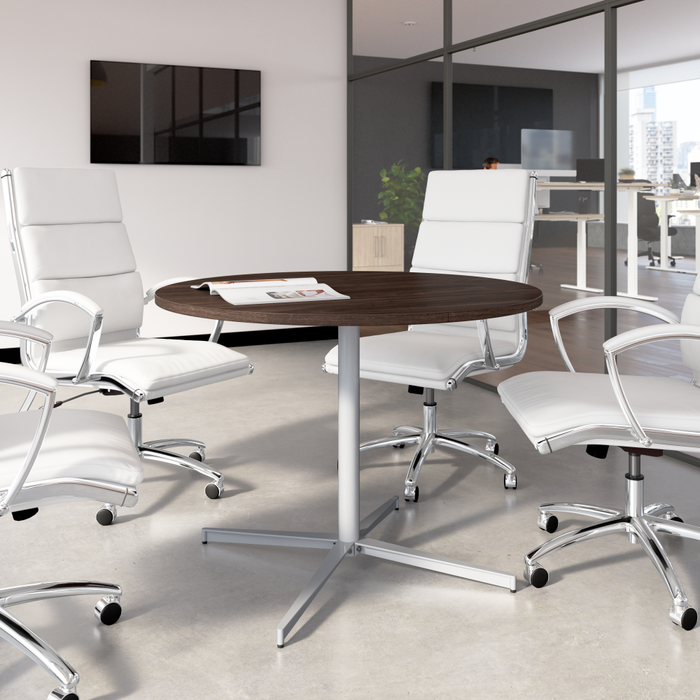 42-inch Round Conference Table with Metal Base
