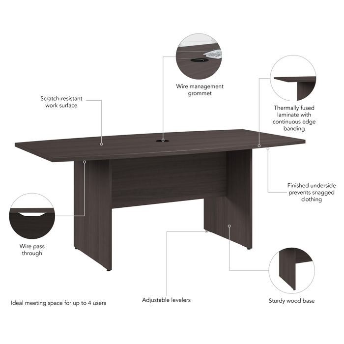 72-inch Office Conference Table with Wood Base
