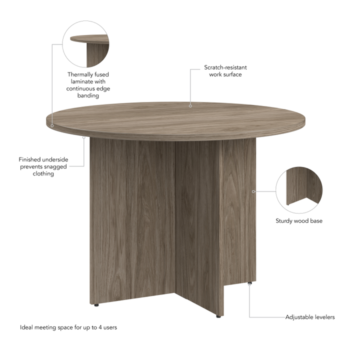 42-inch Round Conference Table with Wood Base