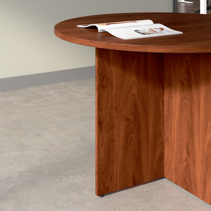 42-inch Round Conference Table with Wood Base