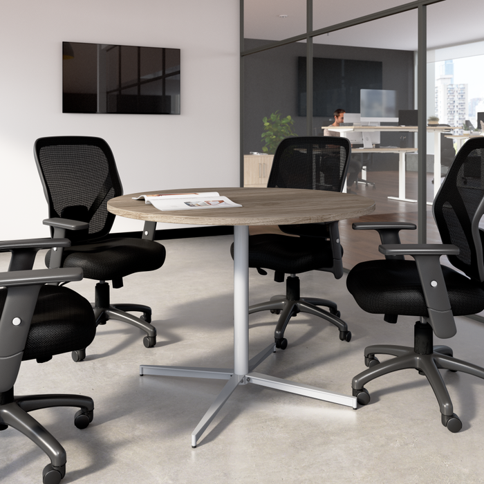 42-inch Round Conference Table with Metal Base