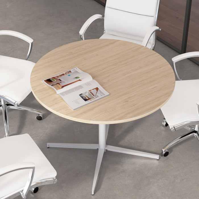 42-inch Round Conference Table with Metal Base