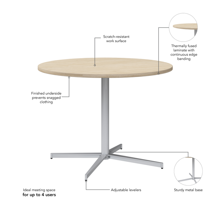 42-inch Round Conference Table with Metal Base