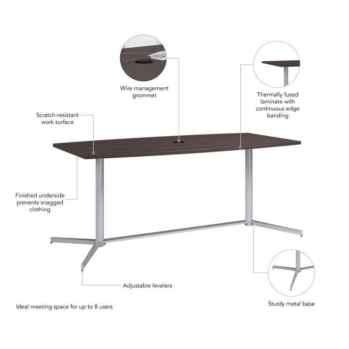 72-inch Office Conference Table with Metal Base