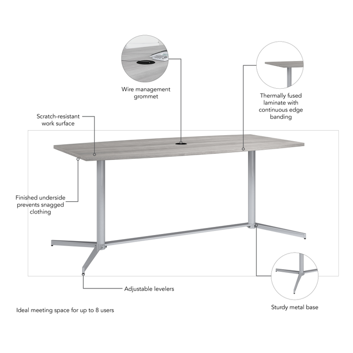 72-inch Office Conference Table with Metal Base
