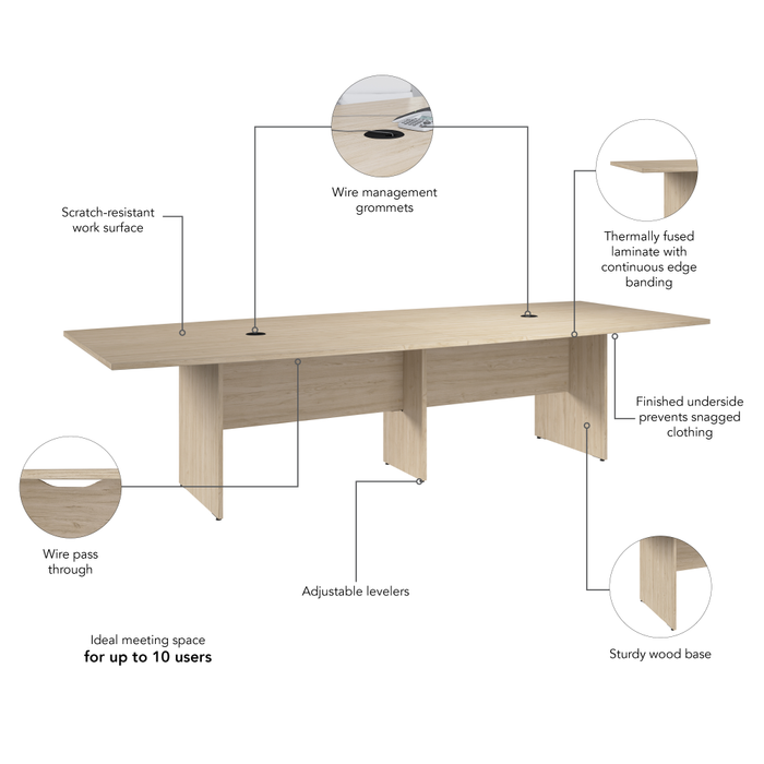 120-inch Office Conference Table with Wood Base