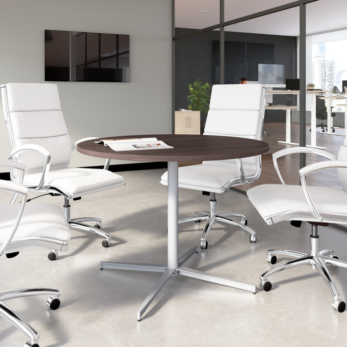 42-inch Round Conference Table with Metal Base