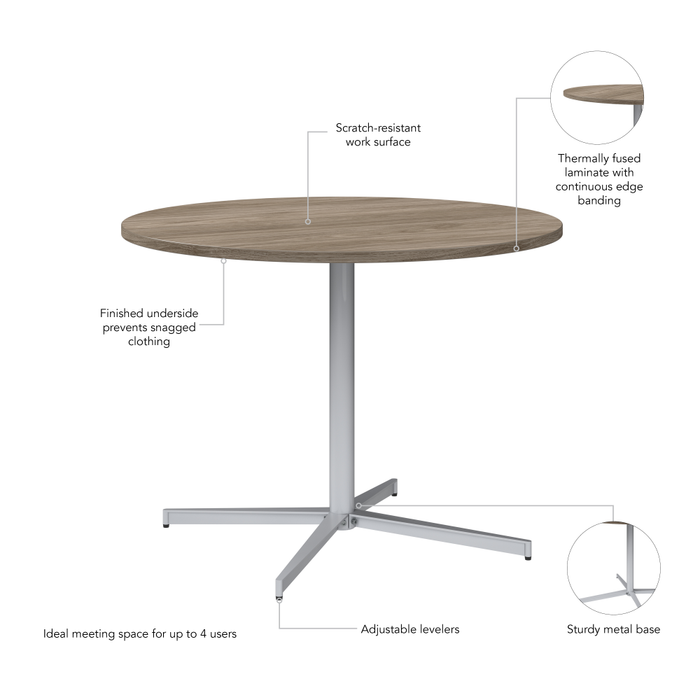 42-inch Round Conference Table with Metal Base