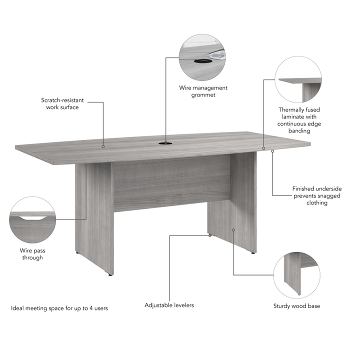 72-inch Office Conference Table with Wood Base