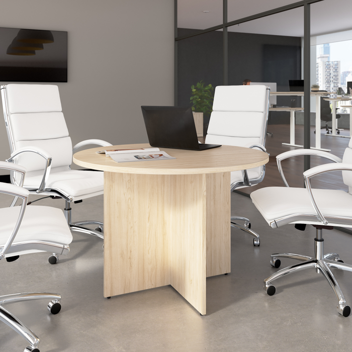 42-inch Round Conference Table with Wood Base