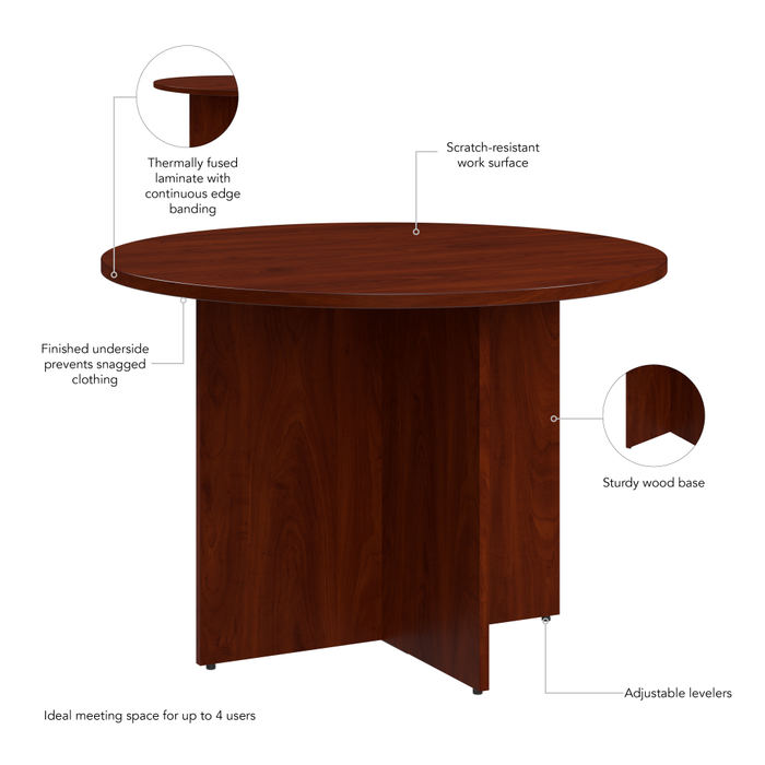 42-inch Round Conference Table with Wood Base
