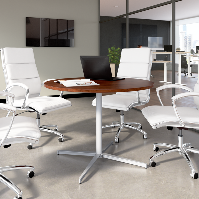 42-inch Round Conference Table with Metal Base
