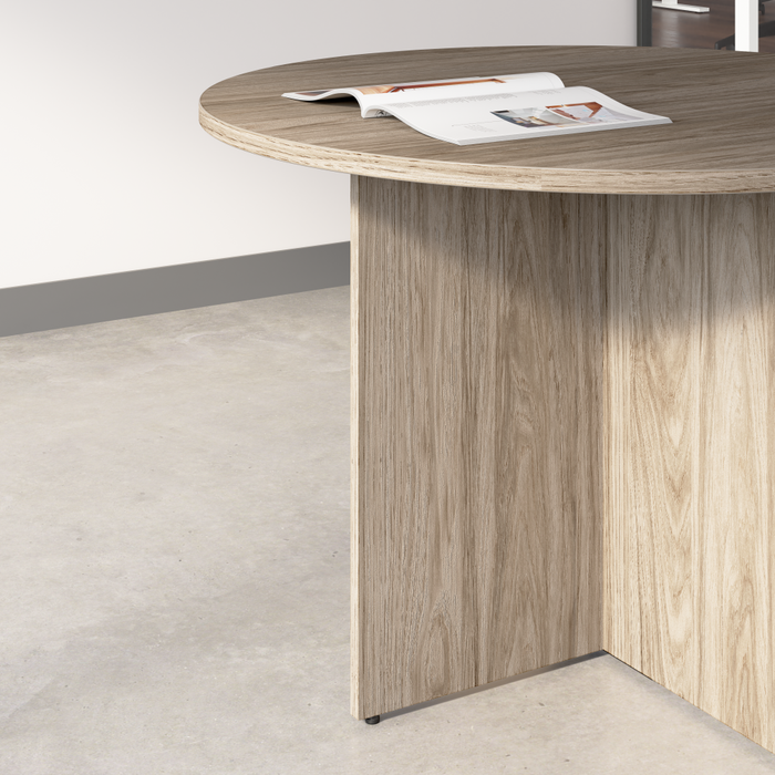 42-inch Round Conference Table with Wood Base
