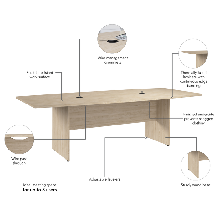 96-inch Office Conference Table with Wood Base