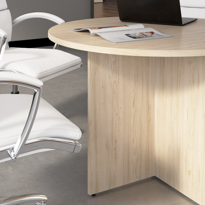 42-inch Round Conference Table with Wood Base
