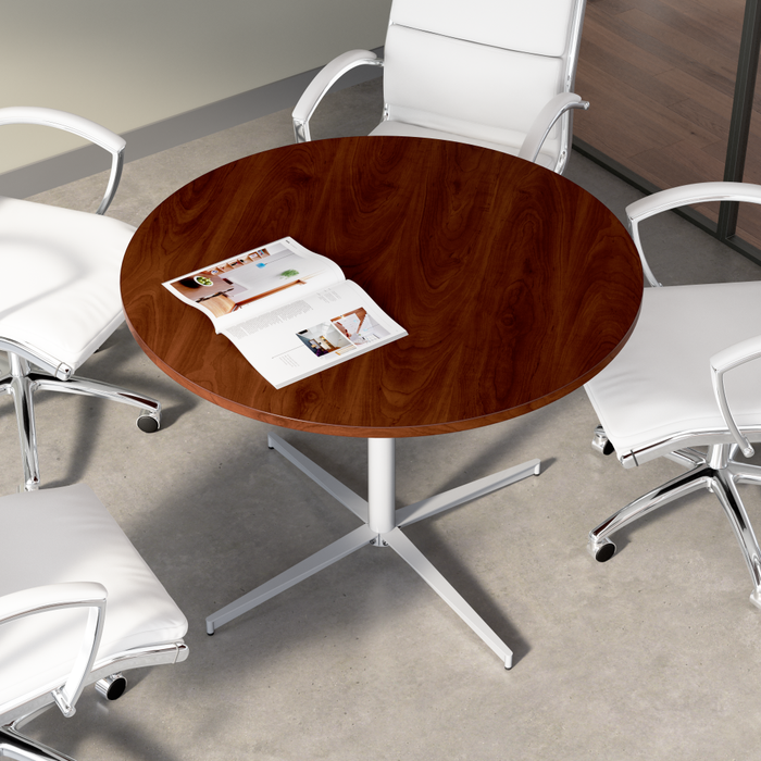 42-inch Round Conference Table with Metal Base