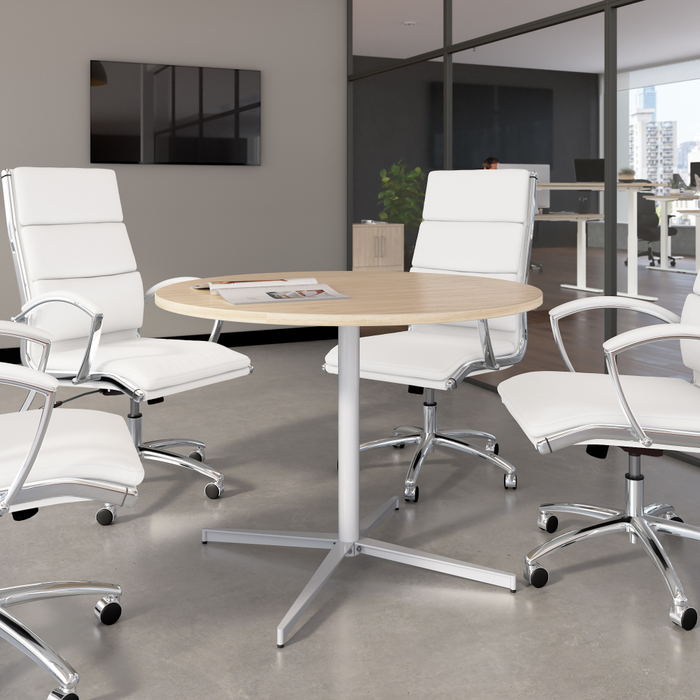 42-inch Round Conference Table with Metal Base