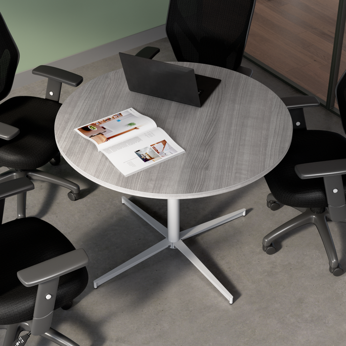 42-inch Round Conference Table with Metal Base