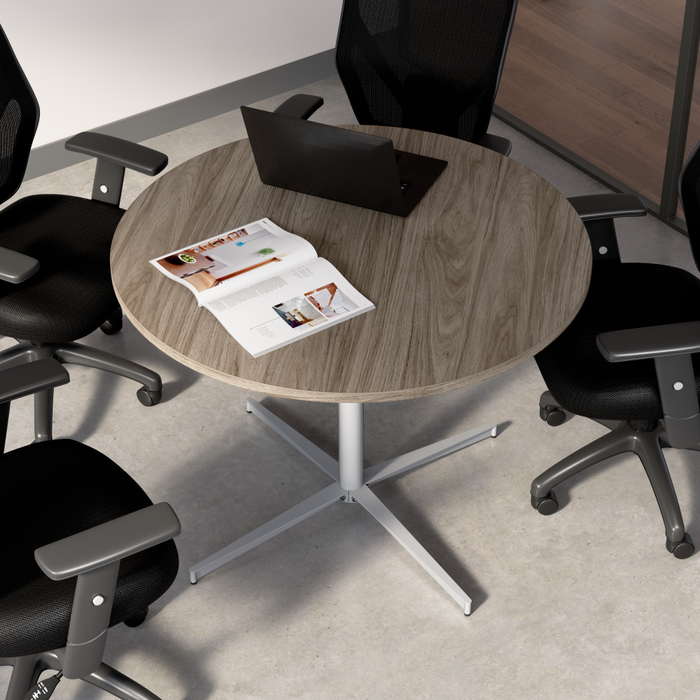 42-inch Round Conference Table with Metal Base