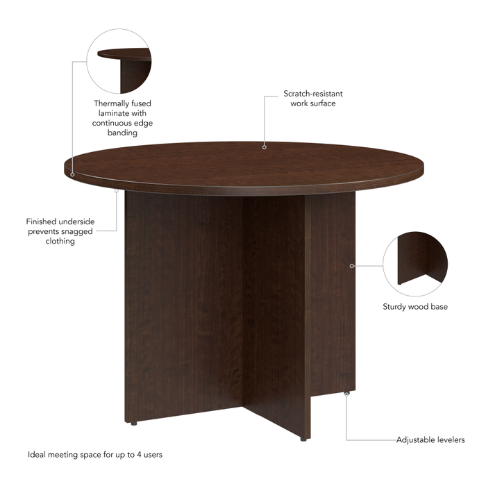 42-inch Round Conference Table with Wood Base