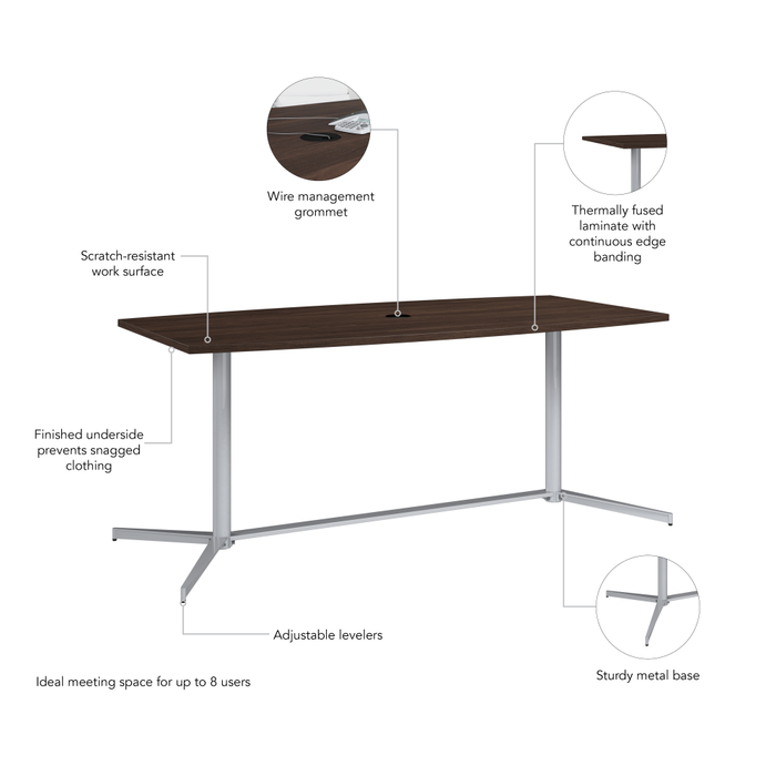 72-inch Office Conference Table with Metal Base