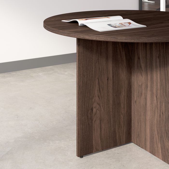 42-inch Round Conference Table with Wood Base