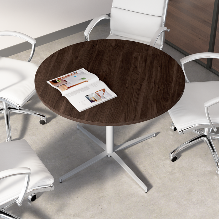 42-inch Round Conference Table with Metal Base