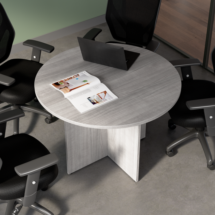 42-inch Round Conference Table with Wood Base