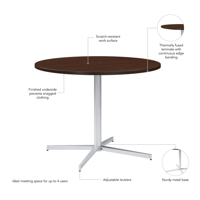 42-inch Round Conference Table with Metal Base