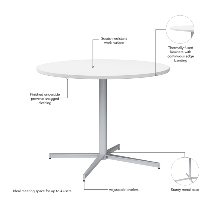 42-inch Round Conference Table with Metal Base