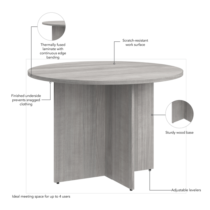 42-inch Round Conference Table with Wood Base