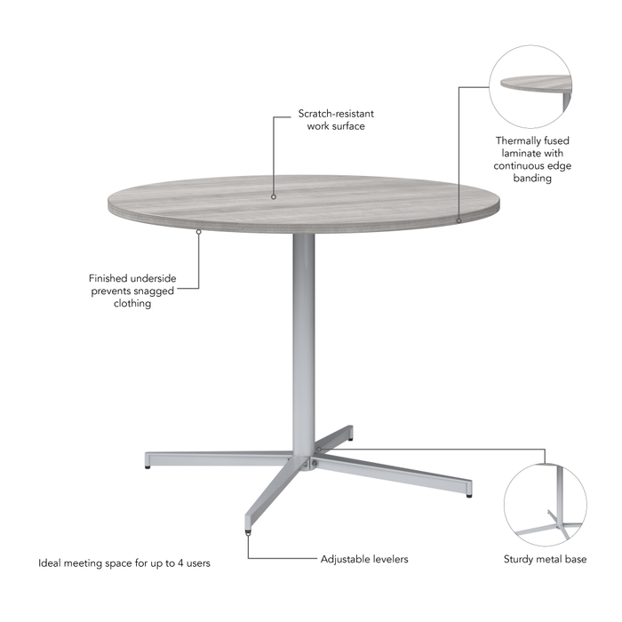 42-inch Round Conference Table with Metal Base
