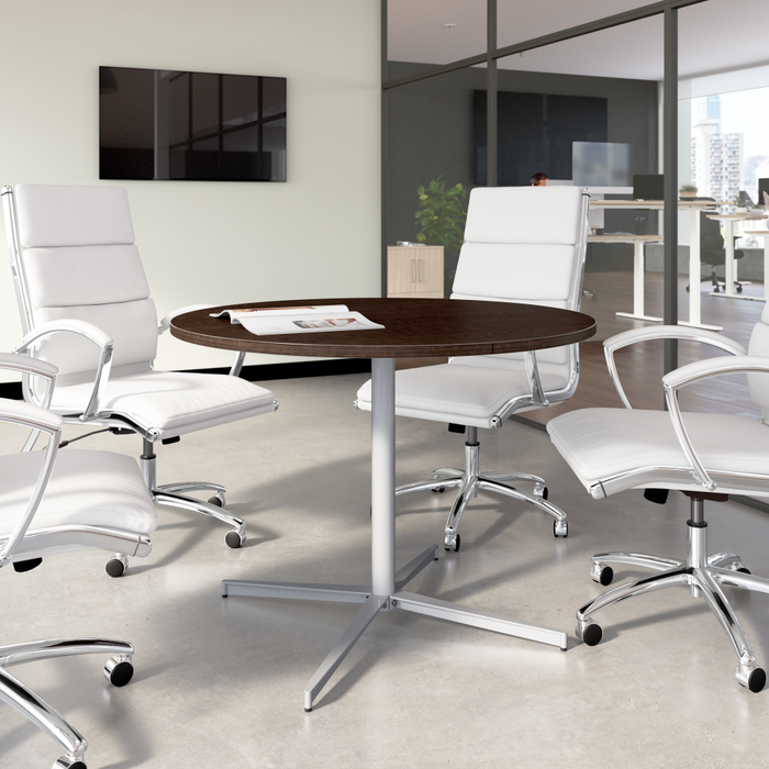 42-inch Round Conference Table with Metal Base