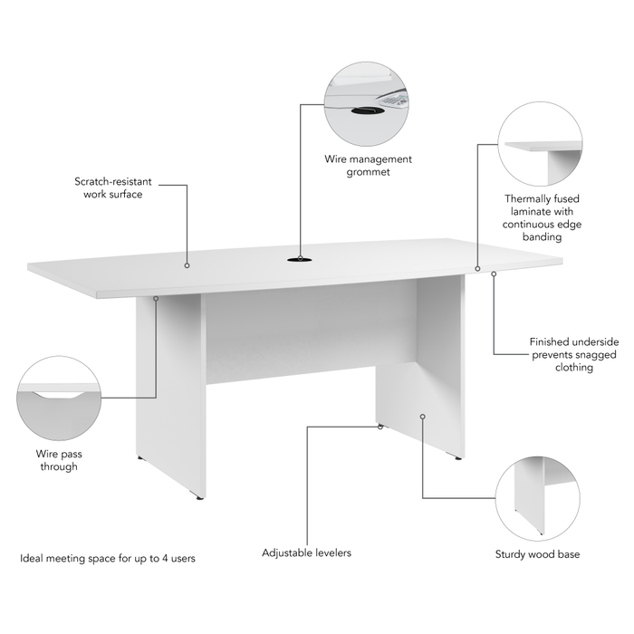72-inch Office Conference Table with Wood Base