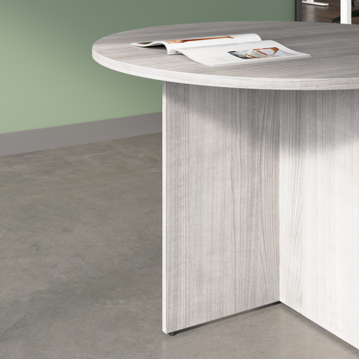 42-inch Round Conference Table with Wood Base
