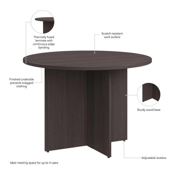 42-inch Round Conference Table with Wood Base