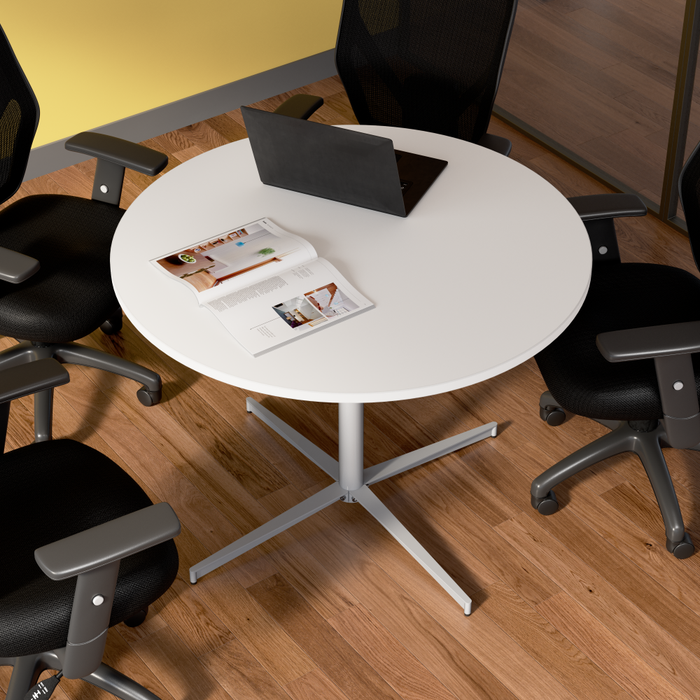 42-inch Round Conference Table with Metal Base